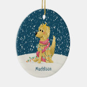 Cute Golden Retriever Winter Dog Christmas Keramik Ornament (Rechts)