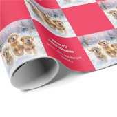 Cute Golden Retrievers In Snow Puppy Christmas Geschenkpapier (Rolleneckpunkt)
