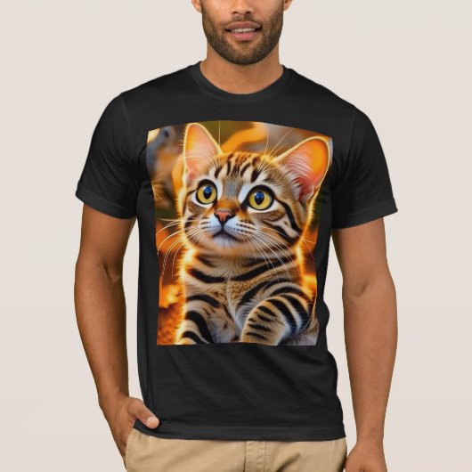 Cute Golden Tabby Kitten – Cozy Autumn Cat Illustr T-Shirt (Vorderseite)