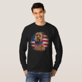 Cute Goldendoodle Dog American Flag Indepedence Da T-Shirt (Vorne ganz)