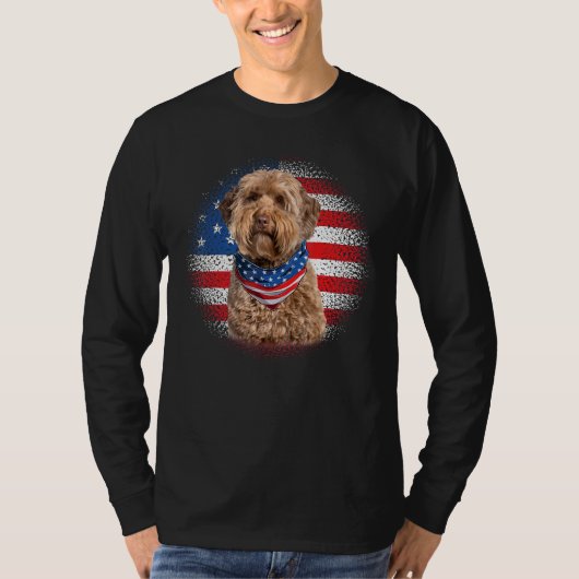 Cute Goldendoodle Dog American Flag Indepedence Da T-Shirt (Vorderseite)