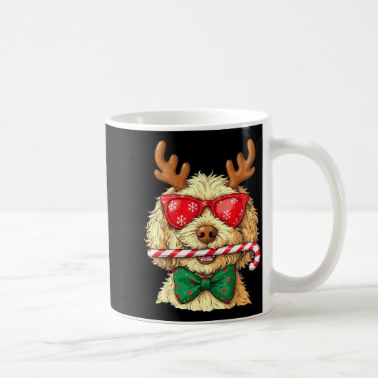 Cute Goldendoodle Dogs Christmas Lights Golden Doo Kaffeetasse (Rechts)
