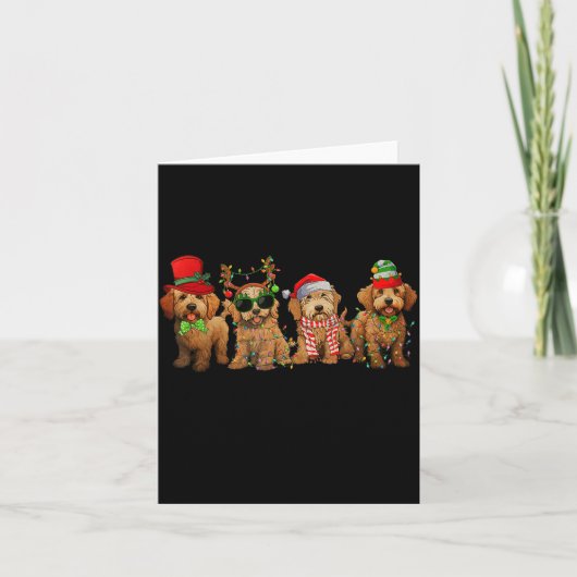 Cute Goldendoodle Dogs Christmas Lights Golden Doo Karte (Vorderseite)