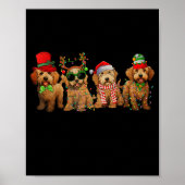 Cute Goldendoodle Dogs Christmas Lights Golden Doo Poster (Vorne)