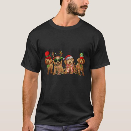 Cute Goldendoodle Dogs Christmas Lights Golden Doo T-Shirt (Vorderseite)