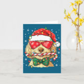Cute Goldendoodle Santa Hat Xmas Lights Goldendood Karte (Gelbe Blume)