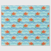 Cute Goldfish Bowl Wrapping Paper Geschenkpapier (Flach)