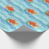 Cute Goldfish Bowl Wrapping Paper Geschenkpapier (Ecke)