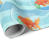 Cute Goldfish Bowl Wrapping Paper Geschenkpapier (Rolleneckpunkt)