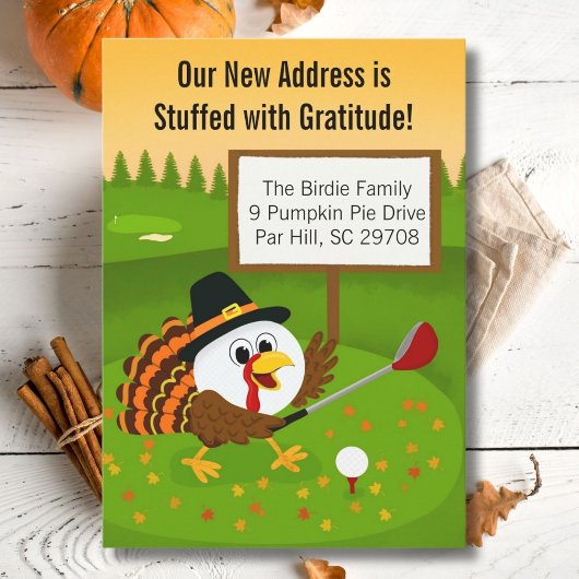 Cute Golf Ball Thanksgiving Moving Announcement Ankündigung