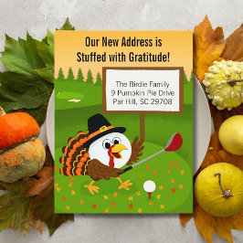 Cute Golf Ball Thanksgiving Moving Announcement Feiertagspostkarte