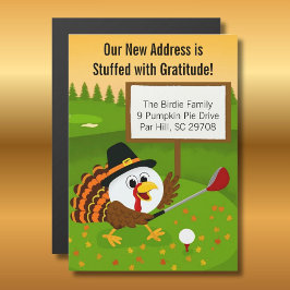 Cute Golf Ball Thanksgiving Moving Announcement Magnetkarte