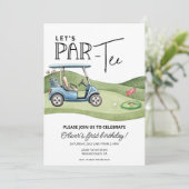 Cute Golf Birthday, any age, Let's par-tee Einladung (Stehend Vorderseite)