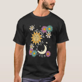 Cute Good Vibration Boho Sun Moon Flowers Energy P T-Shirt (Vorderseite)