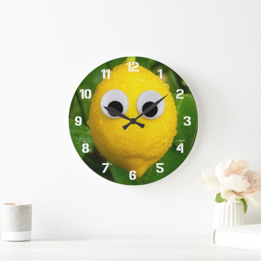 Cute Googly Eye Lemon Kids Clock Große Wanduhr (Zuhause)