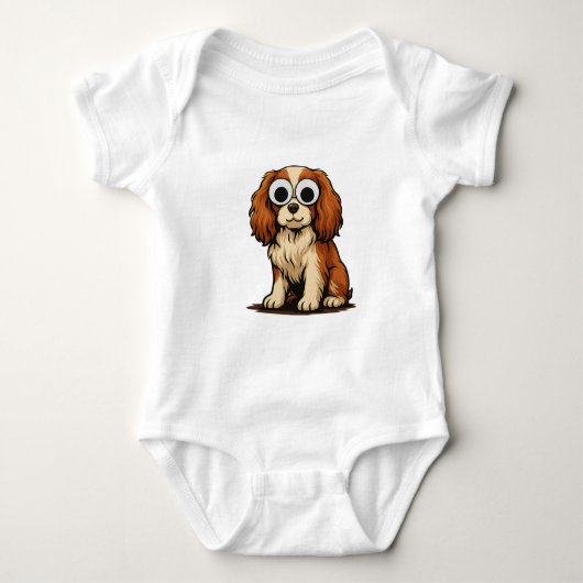 Cute Googly-Eye Puppy Illustration Baby Strampler (Vorderseite)