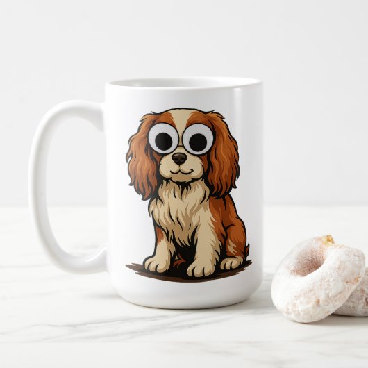 Cute Googly-Eye Puppy Illustration Kaffeetasse (Mit Donut)