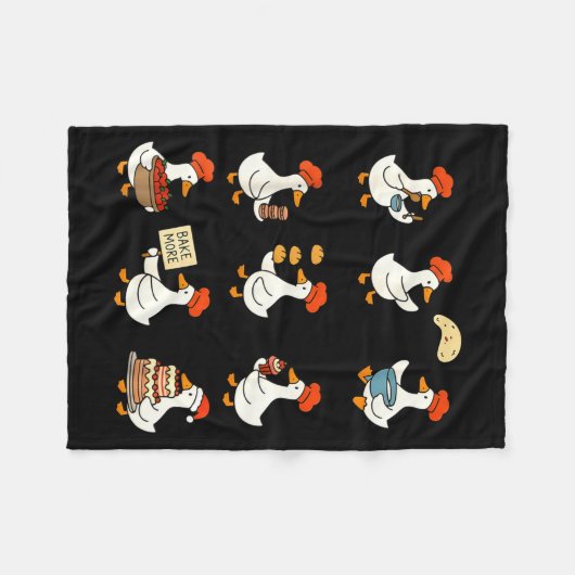 Cute Goose Baking Funny Baker Goose Chef Pastry Ba Fleecedecke (Vorderseite (Horizontal))