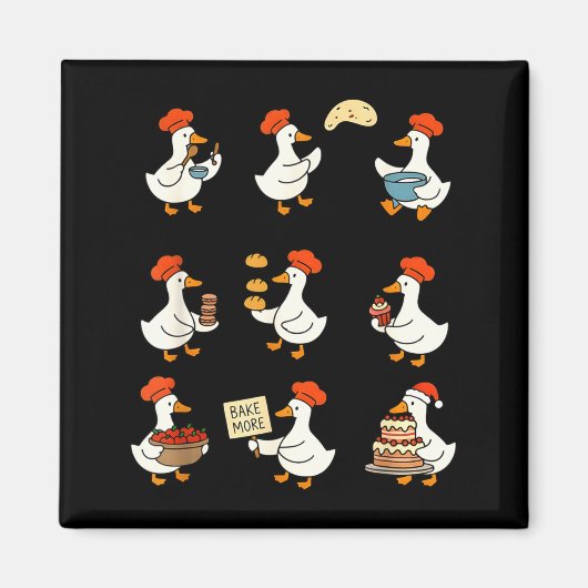 Cute Goose Baking Funny Baker Goose Chef Pastry Ba Magnet (Vorne)