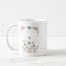 Cute Goose Family Floral Mug Kaffeetasse