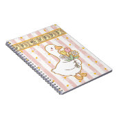 Cute Goose Floral Pink Spiral Notebook Notizblock (Rechte Seite)