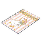 Cute Goose Floral Pink Spiral Notebook Notizblock (Linke Seite)