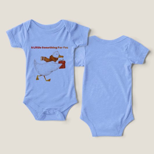 Cute Goose Holding Gift Baby Bodysuit (Design Vorderseite & Rückseite)