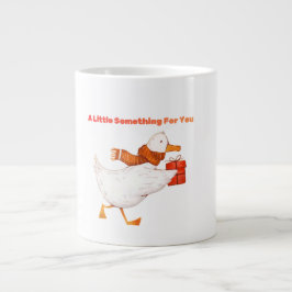 Cute Goose Holding Gift Christmas Coffee Mug Jumbo-Tasse