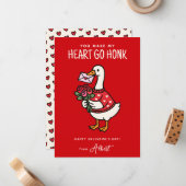 Cute Goose Kids Classroom Valentines Day Mitteilungskarte (Vorderseite/Rückseite Beispiel)