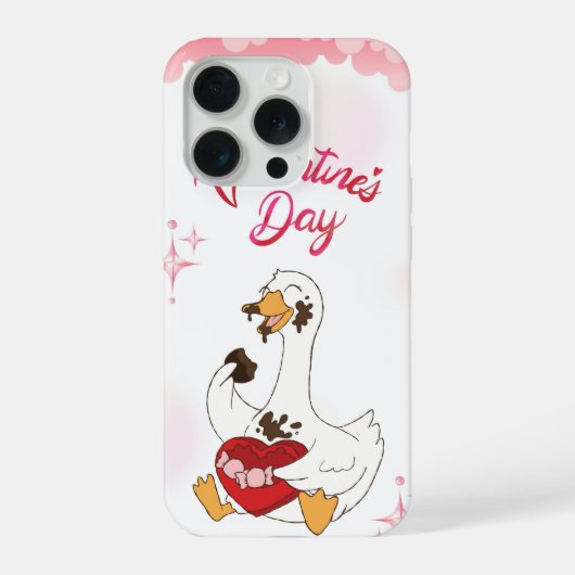 Cute Goose Valentine Chocolate Love Illustration iPhone Hülle (Rückseite)