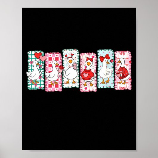 Cute Goose Valentine Coquette,duck Funny Gift Tee  Poster (Vorne)
