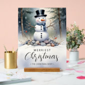 Cute Gorgeous Snowman Frosted Landscape Forest Acrylschild (Hochzeit)
