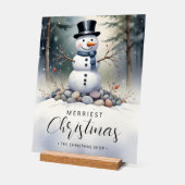 Cute Gorgeous Snowman Frosted Landscape Forest Acrylschild (Winkel)