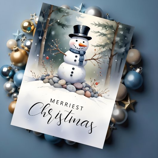 Cute Gorgeous Snowman Frosted Landscape Forest Seidenpapier