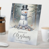 Cute Gorgeous Snowman Frosted Landscape Forest  Sockelschild (In Situ)
