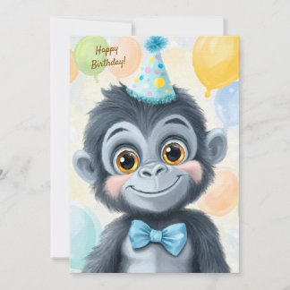 Cute Gorilla Kids Birthday Invitation Einladung