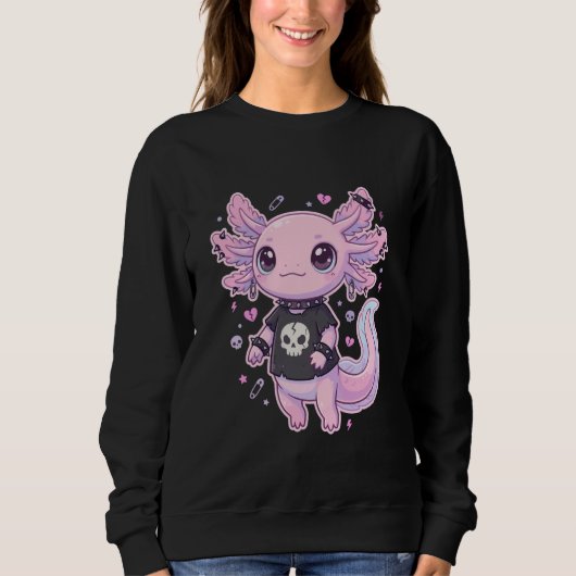 Cute Goth Axolotl Pastel Kawaii Emo Axolotl Punk W Sweatshirt (Vorderseite)