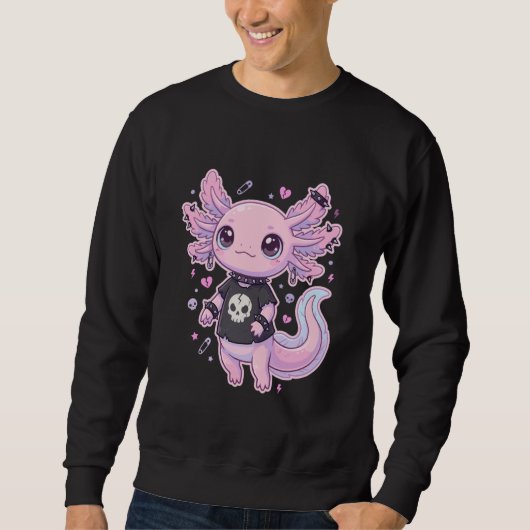 Cute Goth Axolotl Pastel Kawaii Emo Axolotl Punk W Sweatshirt (Vorderseite)