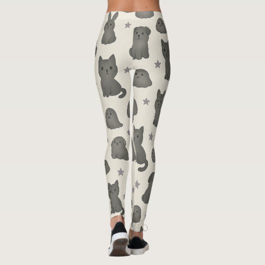 Cute Gothic Pets Pattern – Ghost animal Leggings (Rückseite)