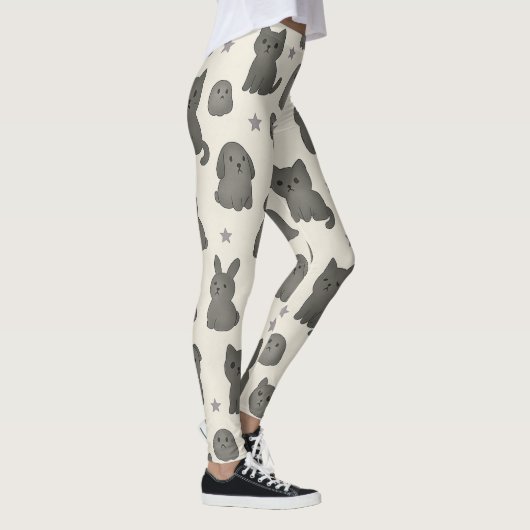 Cute Gothic Pets Pattern – Ghost animal Leggings (Rechts)