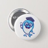 Cute Graduate Whale with Graduation Cap and Diplom Button (Vorne & Hinten)