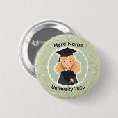 Cute Graduation Girl ,Class of 2026 Custom Name  Button (Vorne & Hinten)