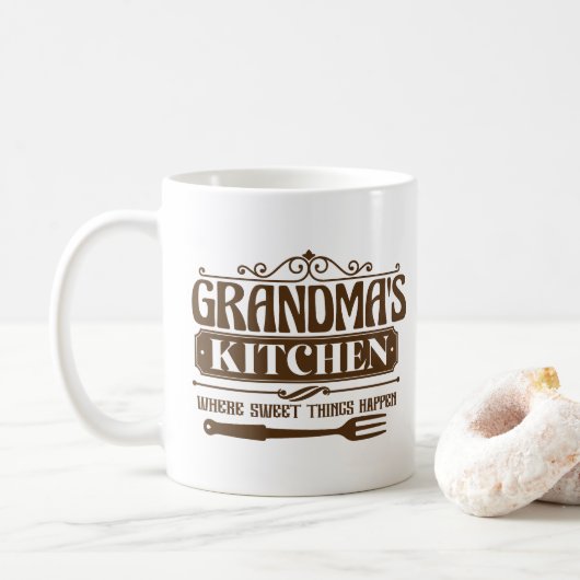 Cute Grandma's kitchen word art Kaffeetasse (Mit Donut)