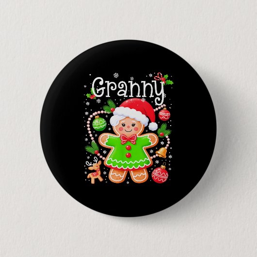 Cute Granny Gingerbread Family Matching Christmas Button (Vorderseite)