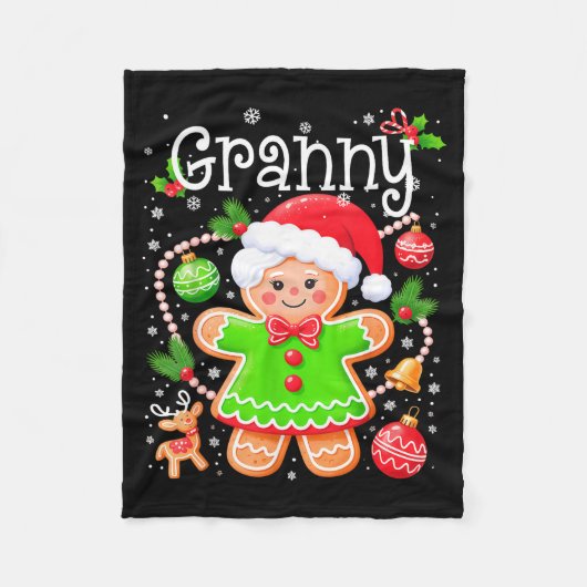 Cute Granny Gingerbread Family Matching Christmas Fleecedecke (Vorderseite)