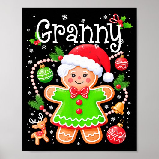 Cute Granny Gingerbread Family Matching Christmas  Poster (Vorne)