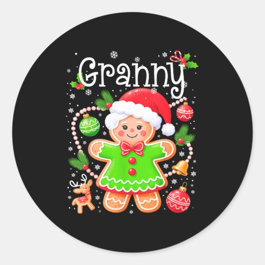 Cute Granny Gingerbread Family Matching Christmas Runder Aufkleber (Vorderseite)