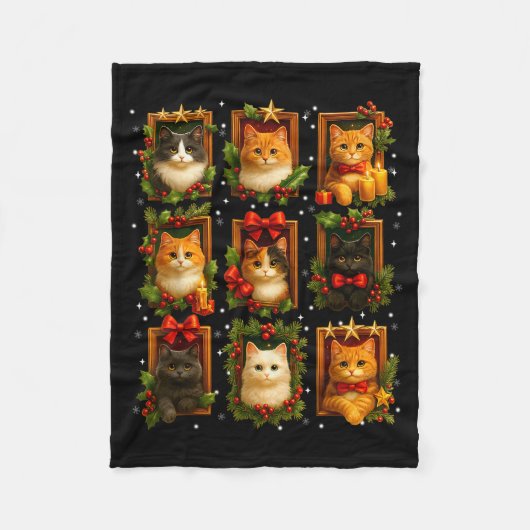 Cute Graphic Cat Crew Christmas Xmas Women Girl Ki Fleecedecke (Vorderseite)
