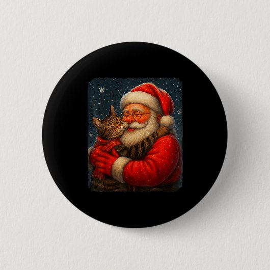 Cute Graphic Santa Hug Cat Christmas Xmas Women Me Button (Vorderseite)
