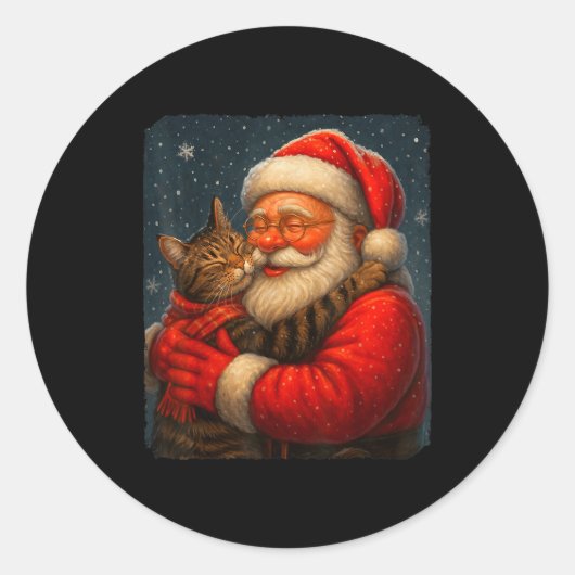 Cute Graphic Santa Hug Cat Christmas Xmas Women Me Runder Aufkleber (Vorderseite)